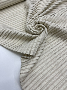 Лён с вискозой полоска на молочном