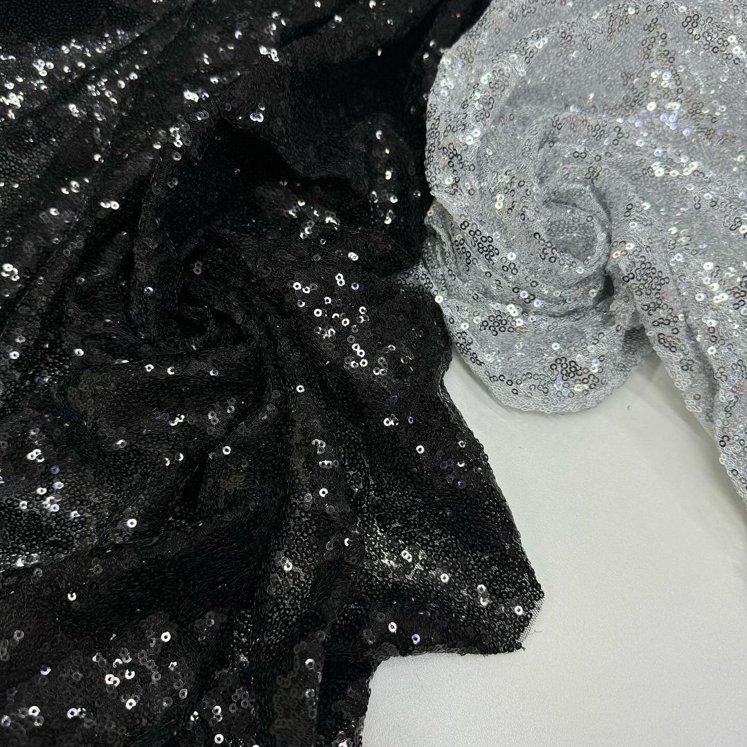 Пайетки на сетке серебро