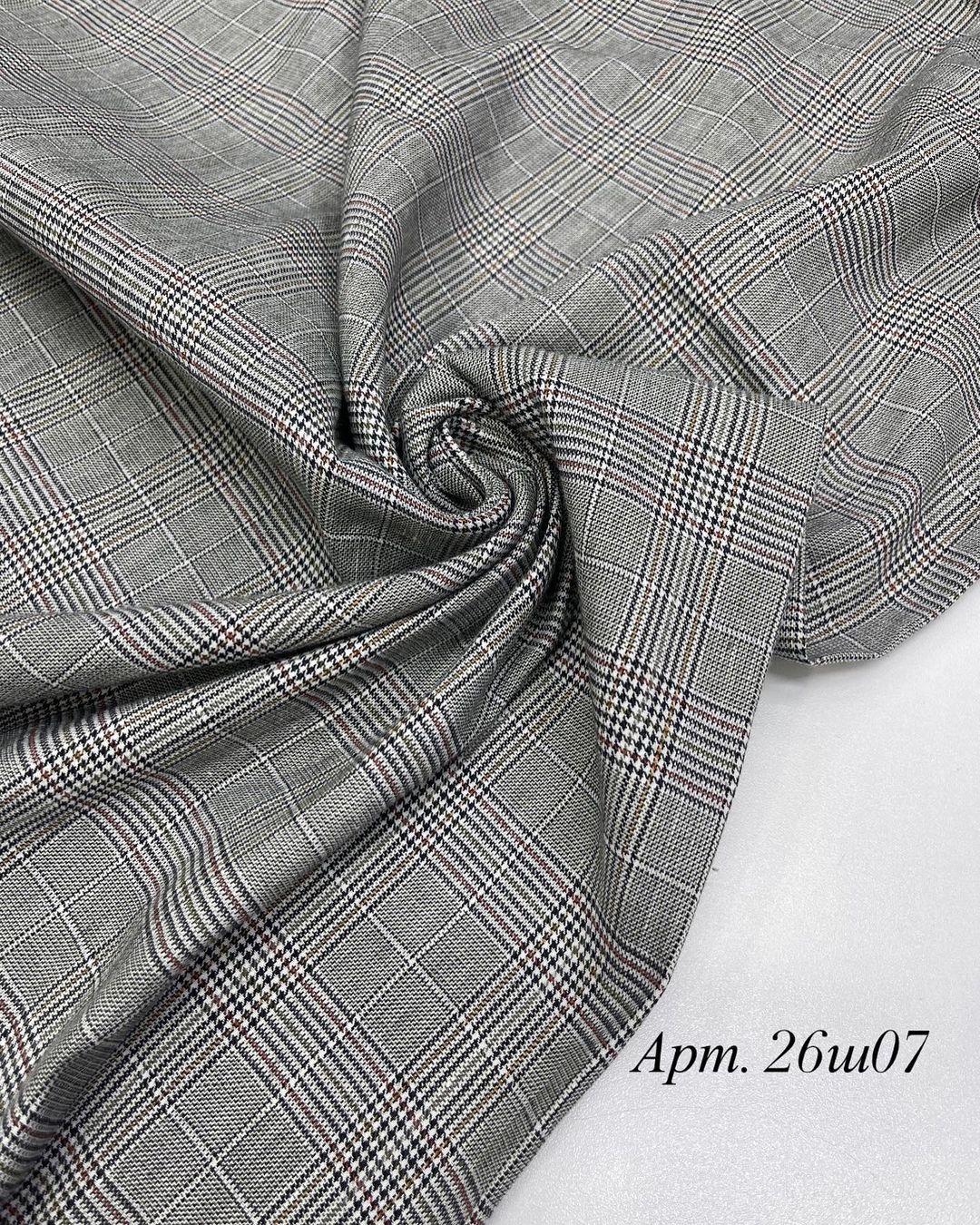 Стрейч хлопок клетка серая