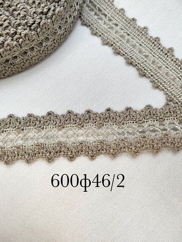 Тесьма вязаная со льном 21-23мм  арт 600ф46/2 лен
