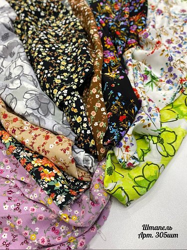 штапель микро набивной цвет:темно-розовый