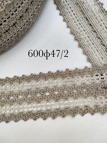 тесьма вязаная со льном 45-57мм  арт 600ф47/2 лен