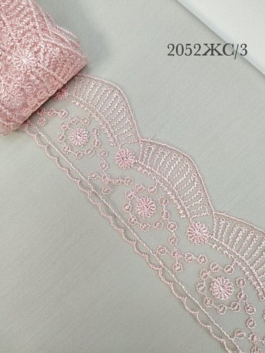 Кружево на жесткой сетке 55мм 2052ЖС/3 розовый