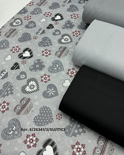 ДАК 180см, 65хб,35пэ,220гр, НГ СЕРДЦЕ НА СЕРОМ