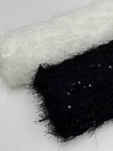 Травка с пайетками на сетке, черный, 125см, 100пэ, артикул: 70к30/6