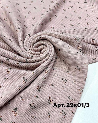 Вафельное полотно арт 29к01/3. цвет: цветы на розовом