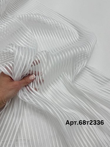 Тюль в полоску с люрексом арт 68т2336