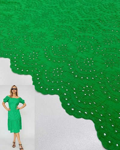 Хлопок  вышивка 100 % хб . цвет: зеленый арт.15083/8