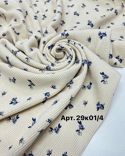 Вафельное полотно арт 29к01/4. цвет: синие цветы