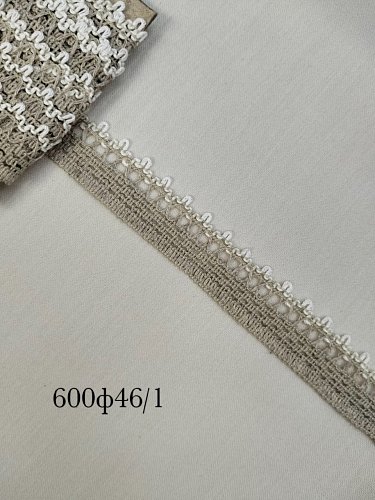 Тесьма вязаная со льном 21-23мм  арт 600ф46/1 бел/лен